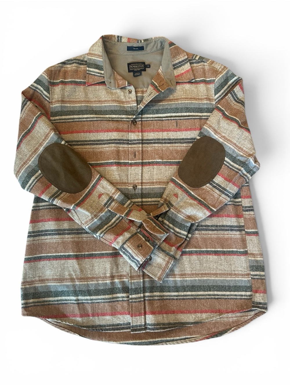 Pendleton Men's Striped Button-Up Shirt Jacket - Brown Multi Wool XL